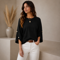 Oversized Button Sleeve Knit Sweater