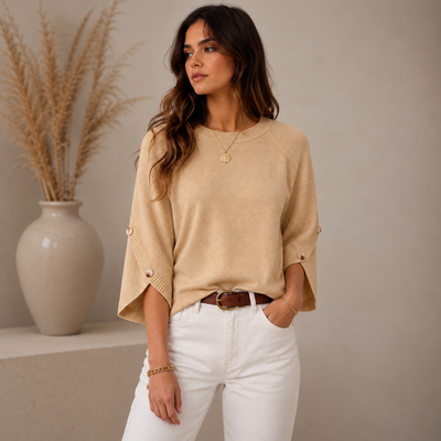Oversized Button Sleeve Knit Sweater