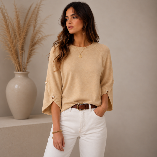 Oversized Button Sleeve Knit Sweater