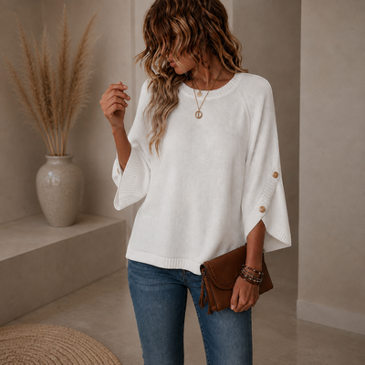 Oversized Button Sleeve Knit Sweater